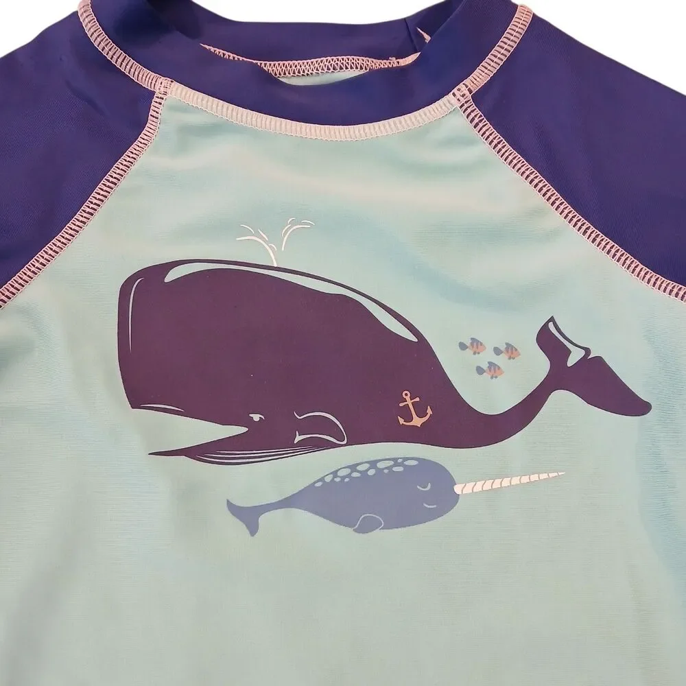 Toddler Swim Shirt by Circo Size 2T Beach Purple Whale Blue Short Sleeve